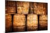 Stacked Whisky Barrels in Vintage Style-MartinM303-Mounted Photographic Print