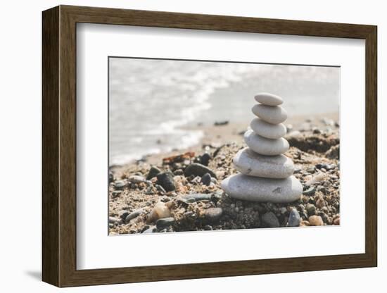 Stacked White Sea Stones-Deyan Georgiev-Framed Photographic Print