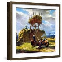 "Stacking Hay,"July 1, 1950-Pleisner-Framed Giclee Print