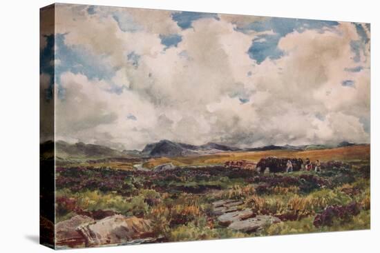 Stacking Peat, Festiniog, North Wales, 1881-Thomas Collier-Stretched Canvas