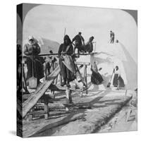 Stacking Salt in the Great Salt Fields of Solinen, Black Sea, Russia, 1898-Underwood & Underwood-Stretched Canvas