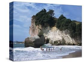 Stacks and Arches, Whitianga White Chalk Cliffs, Coromandel, North Island, New Zealand-Dominic Harcourt-webster-Stretched Canvas