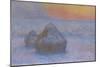 Stacks of Wheat (Sunset, Snow Effect), 1890-91-Claude Monet-Mounted Giclee Print