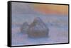 Stacks of Wheat (Sunset, Snow Effect), 1890-91-Claude Monet-Framed Stretched Canvas