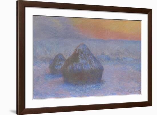 Stacks of Wheat (Sunset, Snow Effect), 1890-91-Claude Monet-Framed Giclee Print