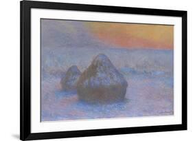 Stacks of Wheat (Sunset, Snow Effect), 1890-91-Claude Monet-Framed Giclee Print