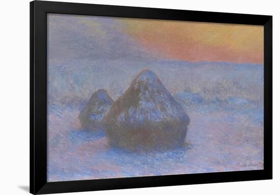 Stacks of Wheat (Sunset, Snow Effect), 1890-91-Claude Monet-Framed Giclee Print