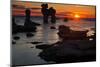 Stacks on the Island Farš Close Gotland, Sweden, Silhouette, Sundown-Thomas Ebelt-Mounted Photographic Print