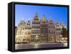 Stadhuis (City Hall) Illuminated at Night, Antwerp, Flanders, Belgium, Europe-Christian Kober-Framed Stretched Canvas