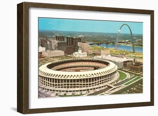 Stadium and Arch in St. Louis, Missouri-null-Framed Art Print