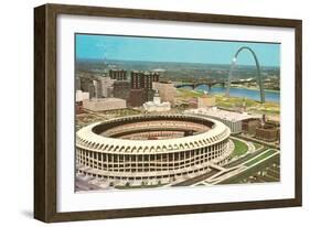 Stadium and Arch in St. Louis, Missouri-null-Framed Art Print