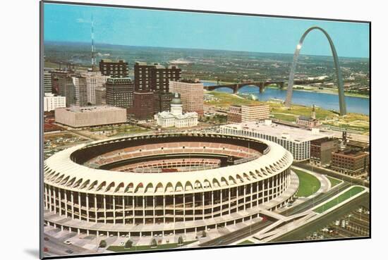 Stadium and Arch in St. Louis, Missouri-null-Mounted Art Print