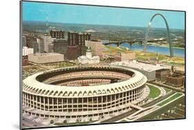 Stadium and Arch in St. Louis, Missouri-null-Mounted Art Print