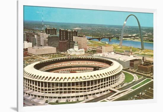 Stadium and Arch in St. Louis, Missouri-null-Framed Art Print