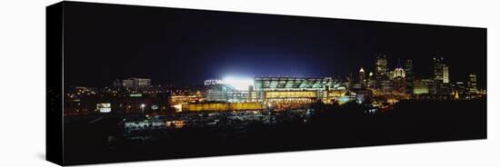Stadium Lit Up at Night in a City, Heinz Field, Three Rivers Stadium, Pittsburgh, Pennsylvania, USA-null-Stretched Canvas