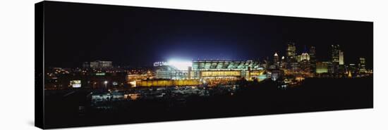 Stadium Lit Up at Night in a City, Heinz Field, Three Rivers Stadium, Pittsburgh, Pennsylvania, USA-null-Stretched Canvas