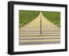 Stadium stairway between rows of green seats-Michael Kai-Framed Photographic Print