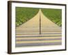 Stadium stairway between rows of green seats-Michael Kai-Framed Photographic Print