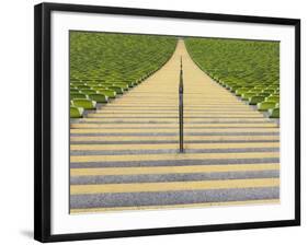 Stadium stairway between rows of green seats-Michael Kai-Framed Photographic Print