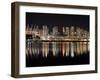 Stadium with Buildings Lit Up at Night, BC Place, False Creek, Vancouver, British Columbia, Canada-null-Framed Premium Photographic Print