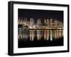 Stadium with Buildings Lit Up at Night, BC Place, False Creek, Vancouver, British Columbia, Canada-null-Framed Premium Photographic Print