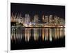 Stadium with Buildings Lit Up at Night, BC Place, False Creek, Vancouver, British Columbia, Canada-null-Framed Photographic Print