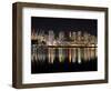 Stadium with Buildings Lit Up at Night, BC Place, False Creek, Vancouver, British Columbia, Canada-null-Framed Photographic Print