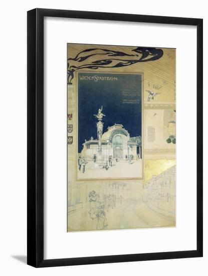 Stadtbahn Pavilion, Vienna Underground Railway, Exterior and a View of the Railway Platform-Otto Wagner-Framed Giclee Print