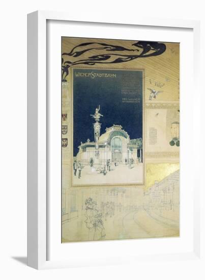 Stadtbahn Pavilion, Vienna Underground Railway, Exterior and a View of the Railway Platform-Otto Wagner-Framed Giclee Print