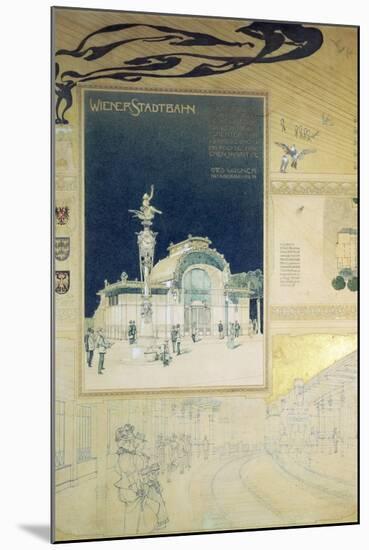 Stadtbahn Pavilion, Vienna Underground Railway, Exterior and a View of the Railway Platform-Otto Wagner-Mounted Giclee Print