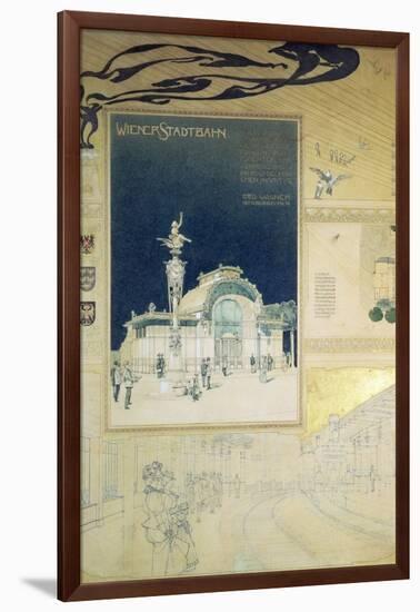 Stadtbahn Pavilion, Vienna Underground Railway, Exterior and a View of the Railway Platform-Otto Wagner-Framed Giclee Print