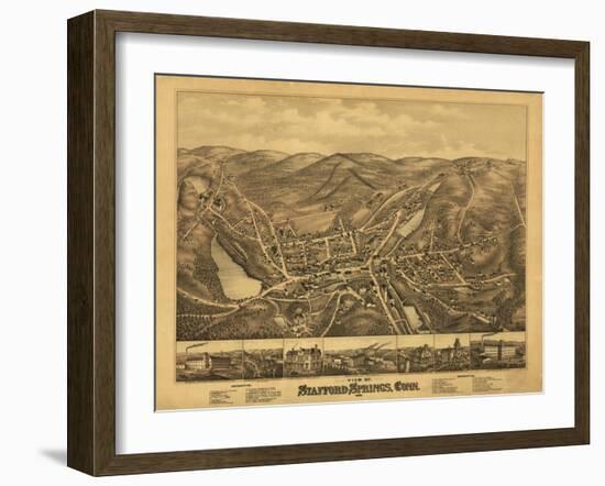 Stafford Springs, Connecticut - Panoramic Map-Lantern Press-Framed Art Print