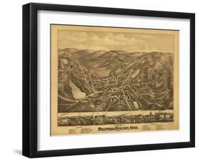 Stafford Springs, Connecticut - Panoramic Map-Lantern Press-Framed Art Print