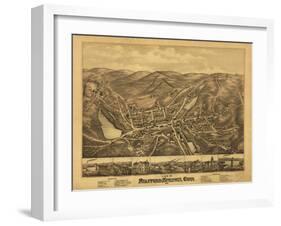 Stafford Springs, Connecticut - Panoramic Map-Lantern Press-Framed Art Print