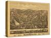 Stafford Springs, Connecticut - Panoramic Map-Lantern Press-Stretched Canvas