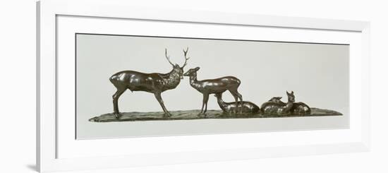 Stag and Deer with Fawns-Rembrandt Bugatti-Framed Giclee Print