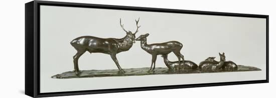 Stag and Deer with Fawns-Rembrandt Bugatti-Framed Stretched Canvas