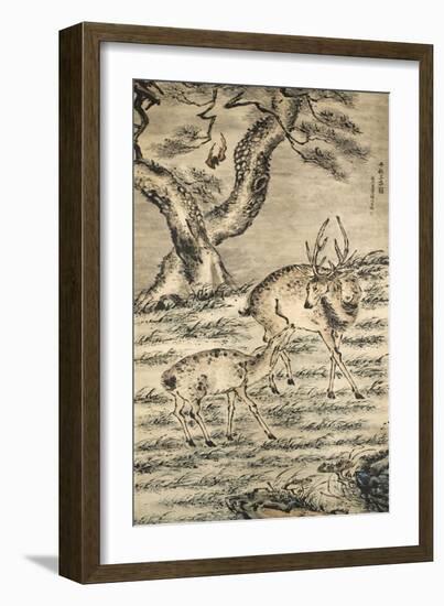 Stag and Doe-Gao Qipei-Framed Giclee Print