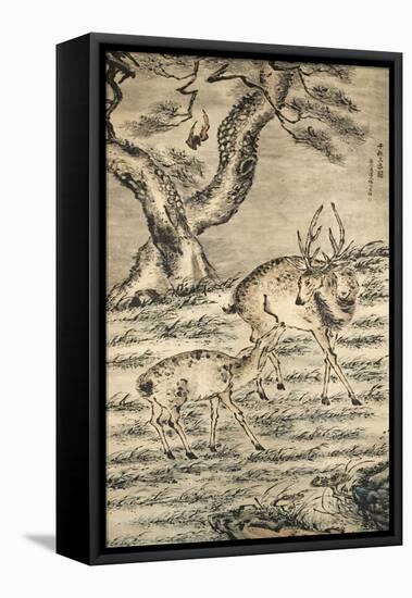 Stag and Doe-Gao Qipei-Framed Stretched Canvas