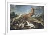 Stag Attacked by Pack of Hounds-Paul De Vos-Framed Giclee Print