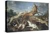 Stag Attacked by Pack of Hounds-Paul De Vos-Stretched Canvas