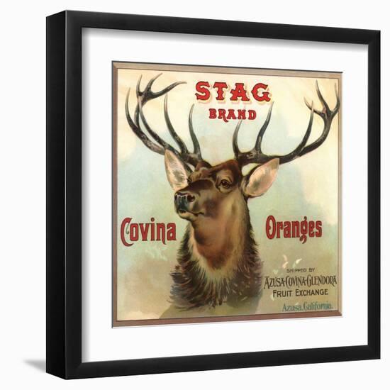 Stag Brand - Azusa, California - Citrus Crate Label-Lantern Press-Framed Art Print