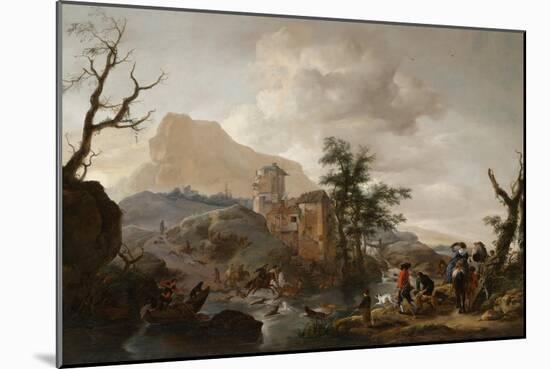 Stag Hunt in a River, c.1650-1655-Philips Wouwermans Or Wouwerman-Mounted Giclee Print