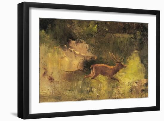 Stag Running Through a Wood, c.1865-Gustave Courbet-Framed Giclee Print