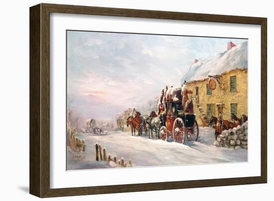 Stage Coach Outside a Tavern, Bath 1819-J.C. Maggs-Framed Giclee Print