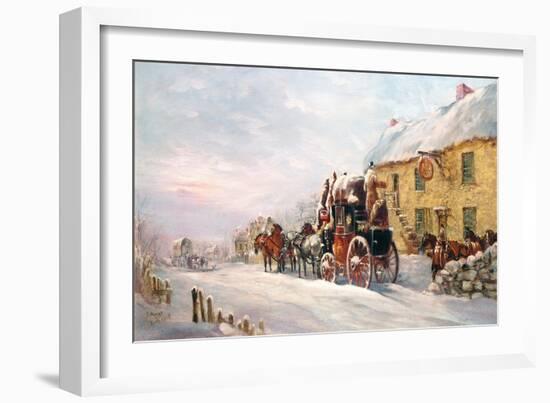 Stage Coach Outside a Tavern, Bath 1819-J.C. Maggs-Framed Giclee Print