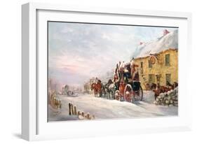 Stage Coach Outside a Tavern, Bath 1819-J.C. Maggs-Framed Giclee Print