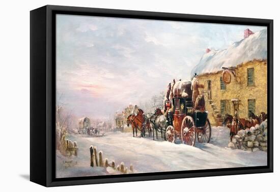 Stage Coach Outside a Tavern, Bath 1819-J.C. Maggs-Framed Stretched Canvas