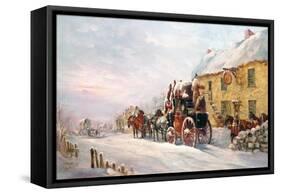 Stage Coach Outside a Tavern, Bath 1819-J.C. Maggs-Framed Stretched Canvas