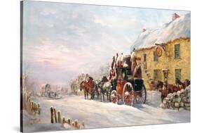Stage Coach Outside a Tavern, Bath 1819-J.C. Maggs-Stretched Canvas
